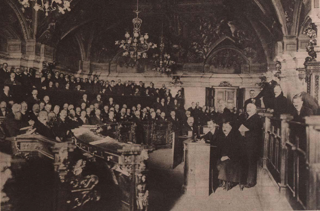 Die erste Sitzung des Landtags von Niederösterreich-Land, 10. November 1920 
Copyright: ANNO/ÖNB

